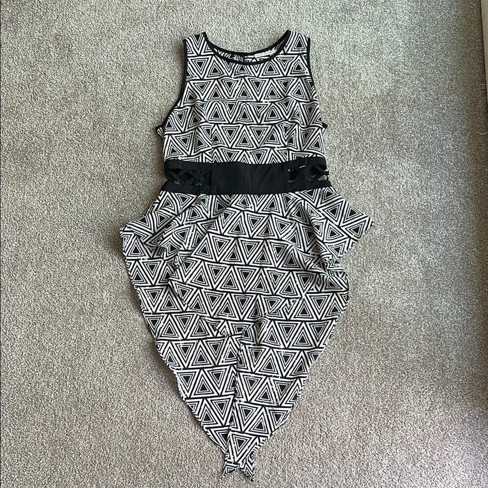 Geometric Peplum Cutout Blouse